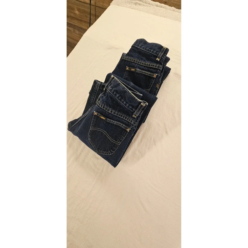 Vintage Lee Riders Boys Jeans Size 14 Regular Dark Wash Straight Leg Made in USA